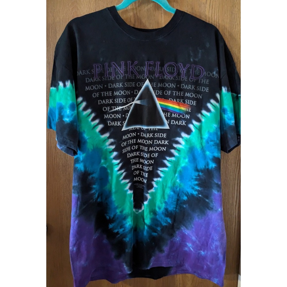 Pink Floyd Liquid Blue Tee Shirt 2XL Dark Side Of The Moon Tie Dyed Crew Neck T‎